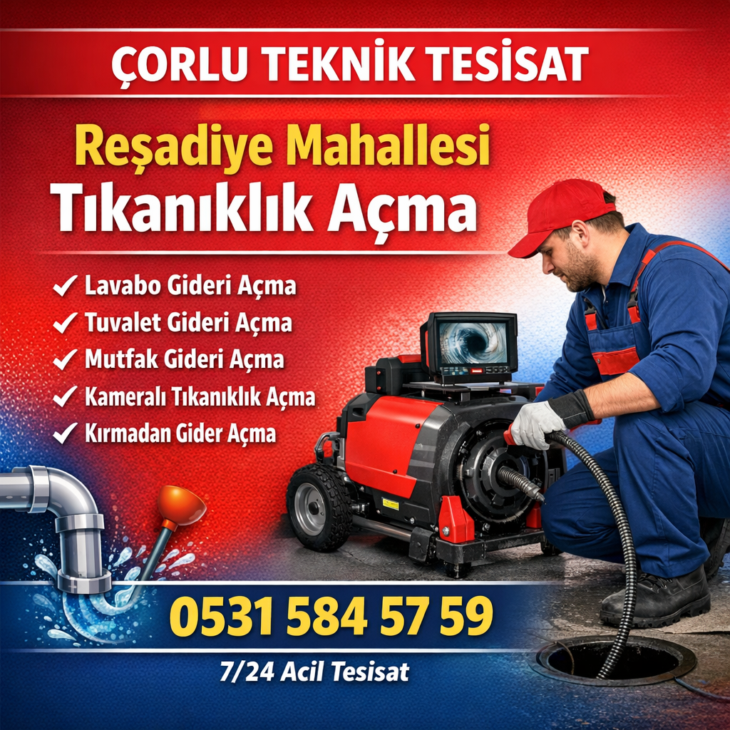 Reşadiye Mahallesi Tıkanıklık Açma – 0531 584 57 59 | Çorlu Teknik Tesisat